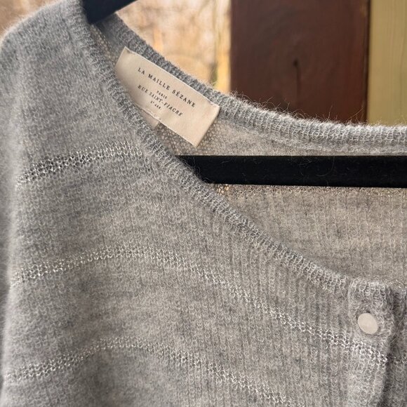 Sezane Gaspard Grey & Silver Knit Cardigan - Picture 9 of 10